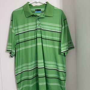 PGA Tour Green Polo Shirt with Stripes